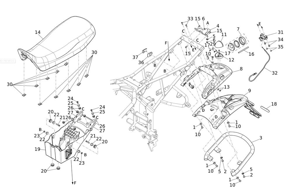 Caballero700-Karosserie-hinten Verkleidung hinten / Sitz