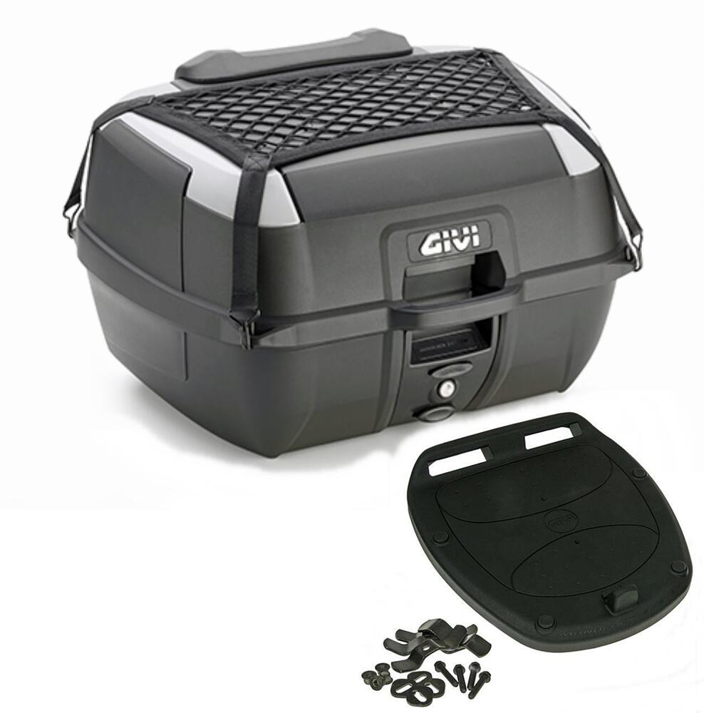 Givi_Monolock_Topcase_B45____45_Liter___schwarz_mit_silber_satiniert_1 Givi Monolock Topcase B45+ - 45 Liter - schwarz mit silber satiniert - inkl. Montagekit