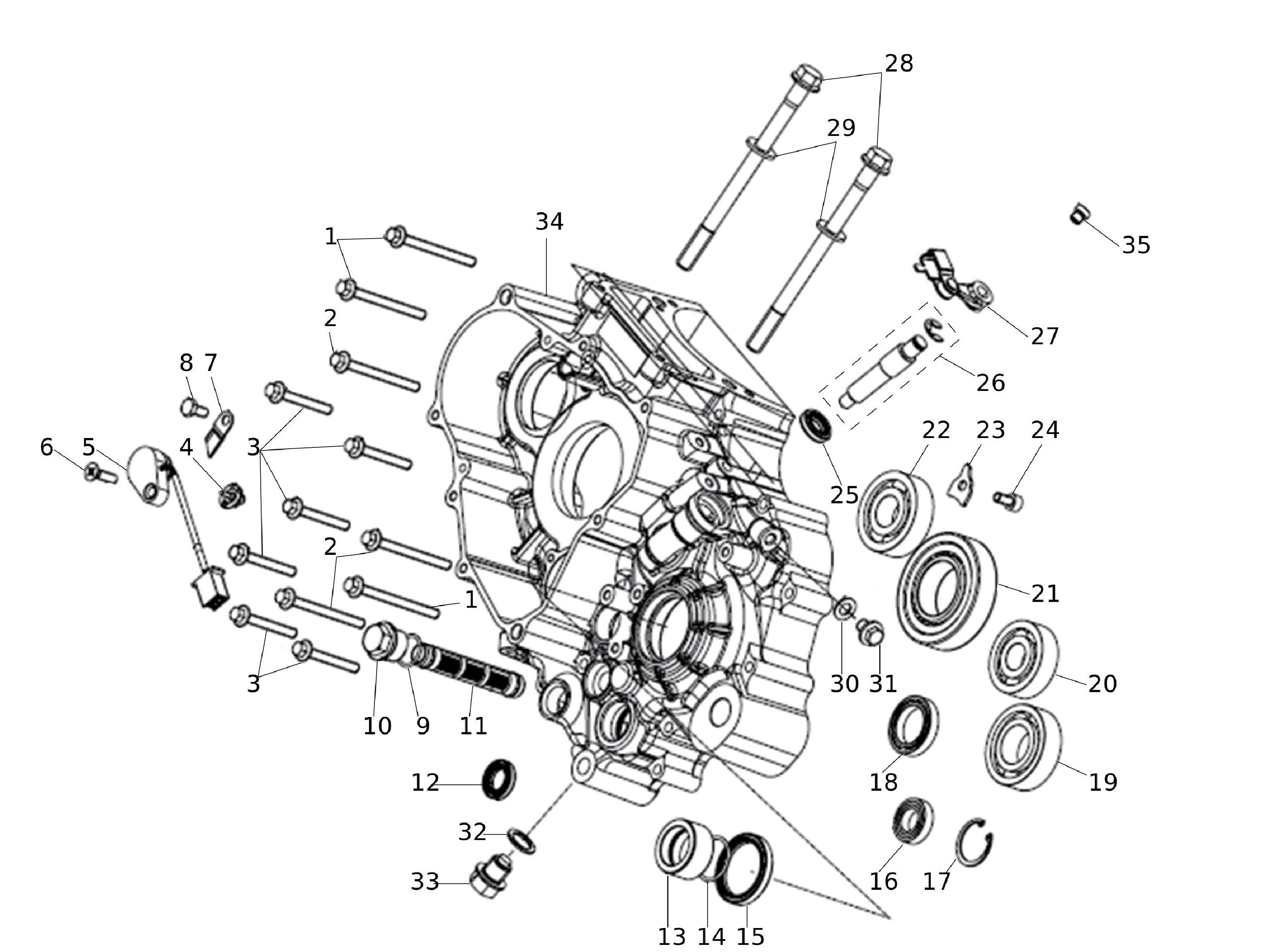 Motorgehäuse links Motorgehäuse links