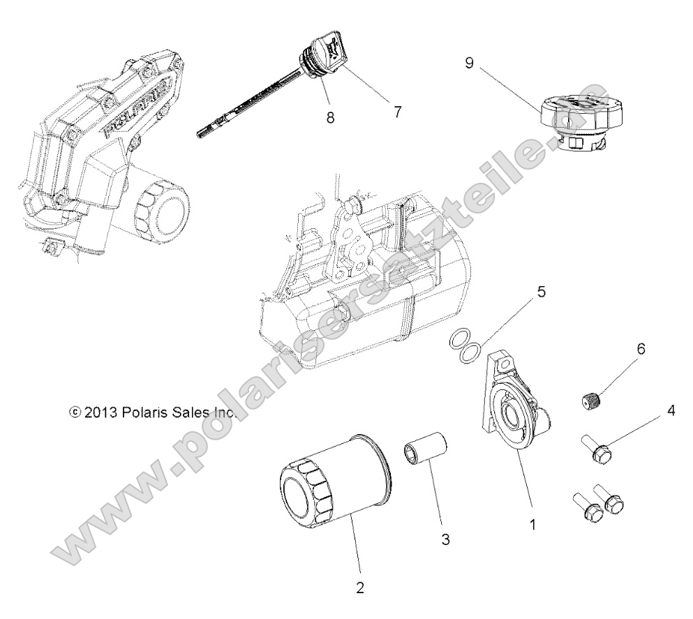 Engine, Oil Filter and Dipstick