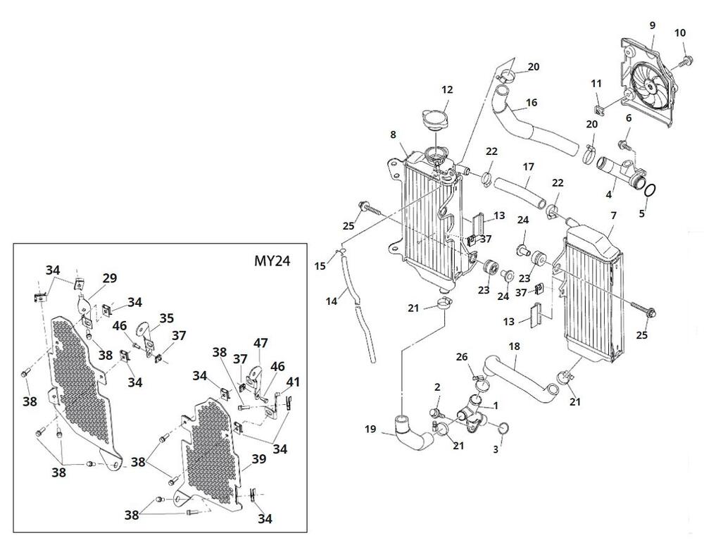 Fantic-XEF-450-Rally-Hard-Enduro-2024-Kuehlsystem Kühlsystem 2024