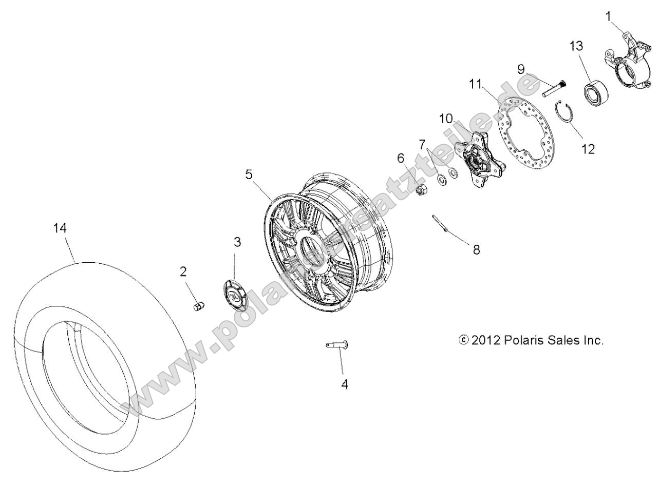Wheels, Front and Hub (49ATVWHEELFRT13850SCRAM)