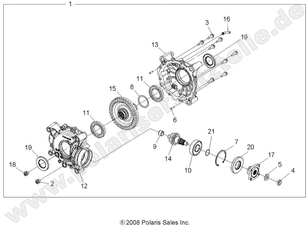 DRIVE TRAIN, REAR GEARCASE INTERNALS (Built 12/01/08 and Before)