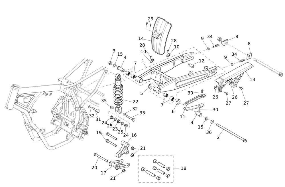 Caballero125MY24-Schwinge Hinterradschwinge
