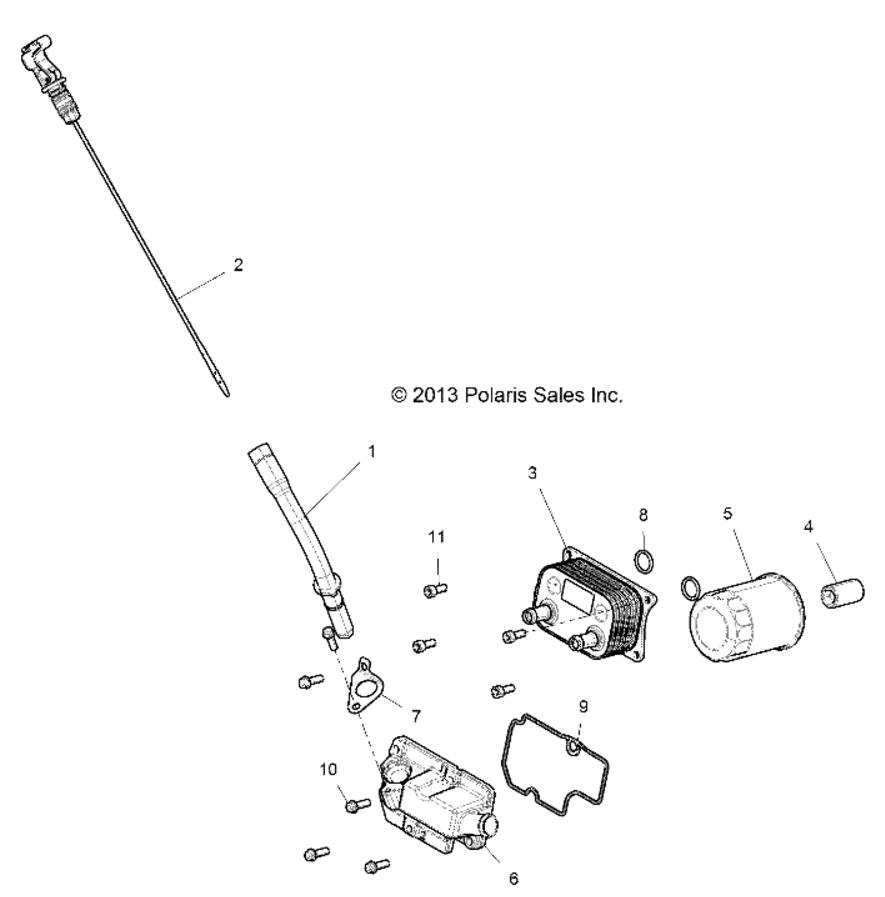 ENGINE, DIPSTICK AND OIL FILTER