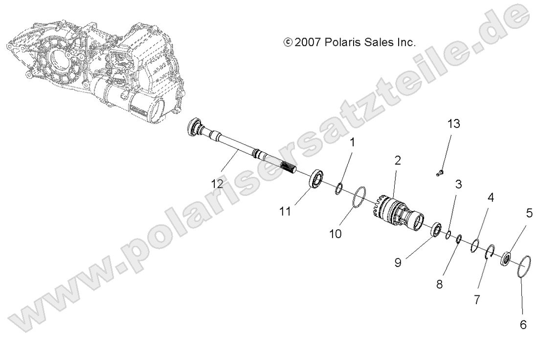 DRIVE TRAIN, GEARCASE FRONT OUTPUT SHAFT