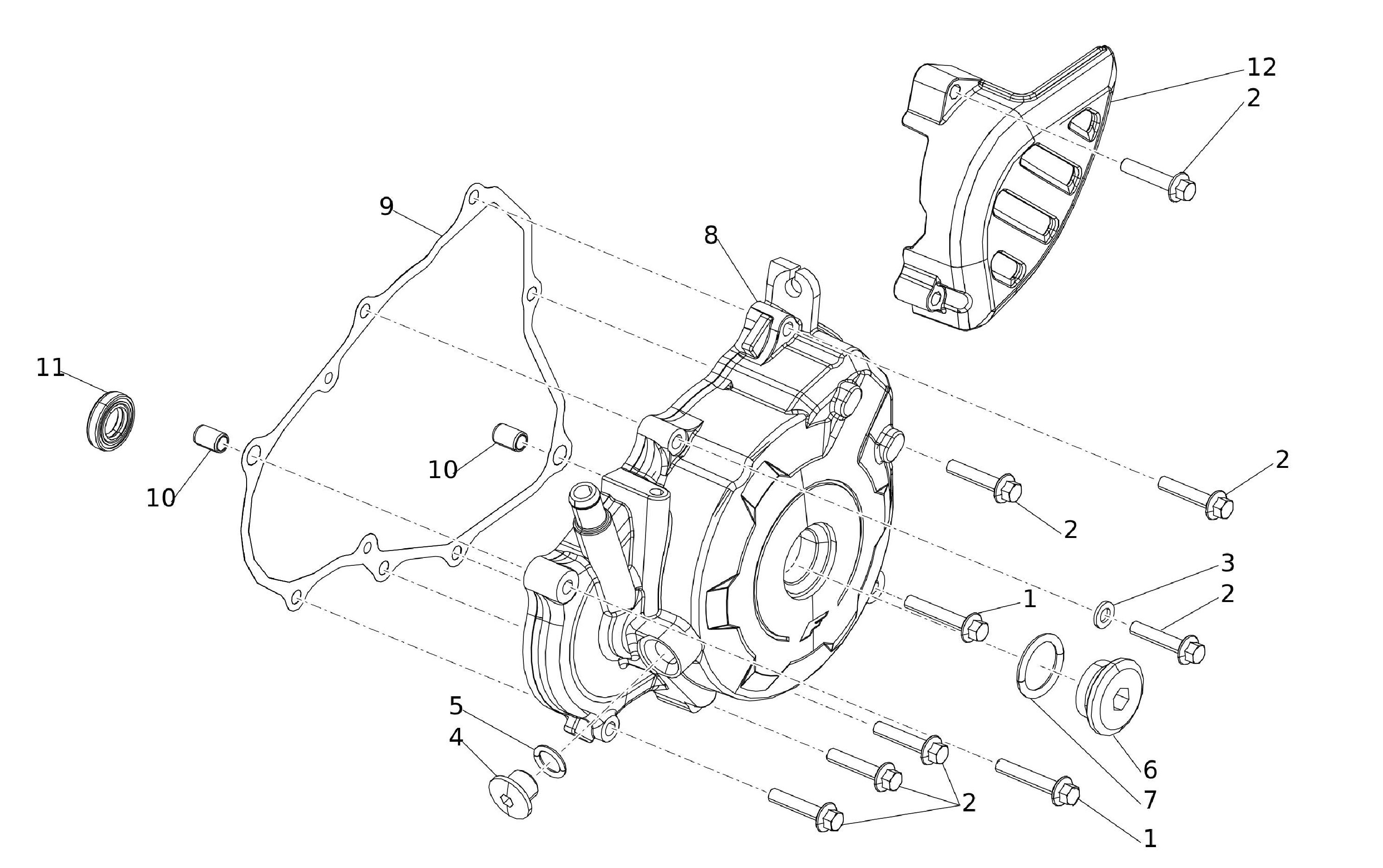 Motorgehäusedeckel links Motorgehäusedeckel links
