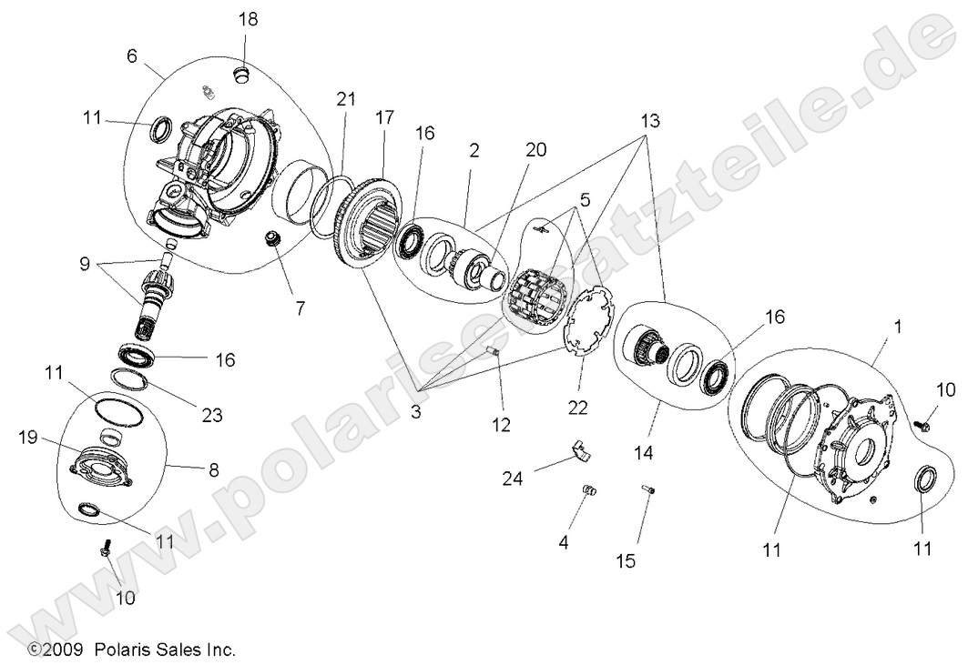 DRIVE TRAIN, FRONT GEARCASE (Built 11/01/09 and Before)