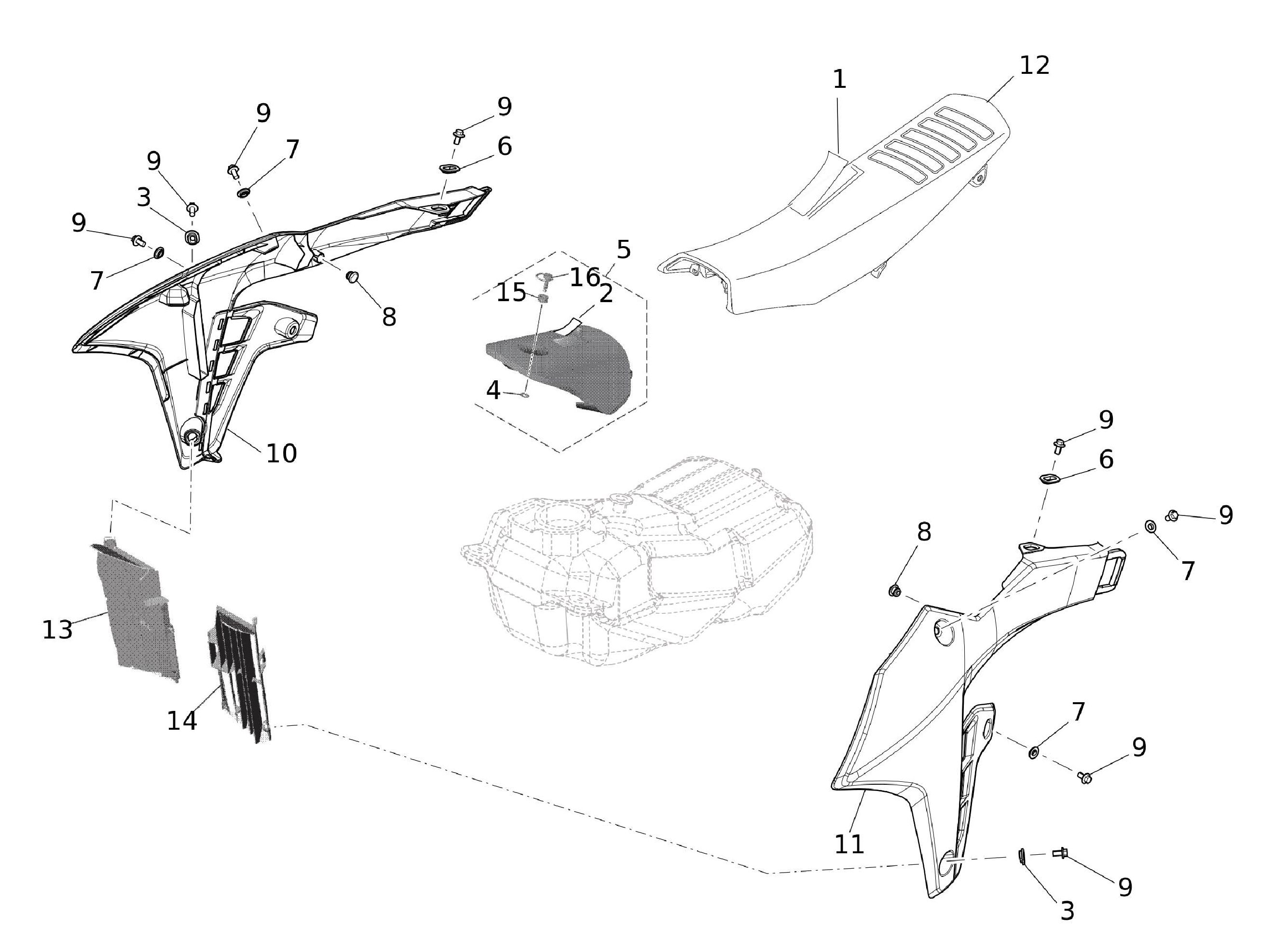 Kühlerverkleidung / Sitzbank Kühlerverkleidung / Sitzbank