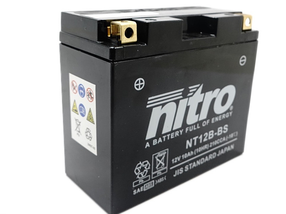 Nitro NT12B-BS AGM Batterie 12V 10AH - Einbaufertig (YT12B-BS YT12-B4)