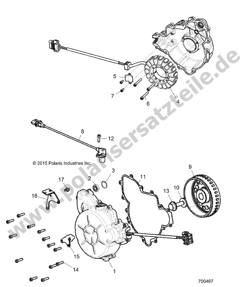ENGINE, STATOR AND FLYWHEEL