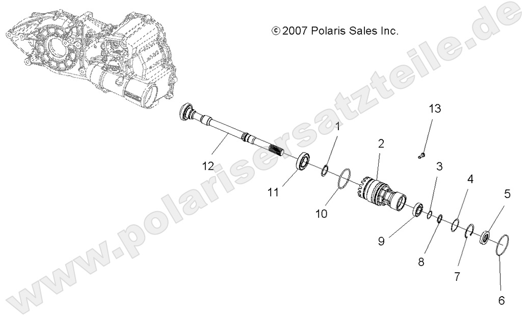 DRIVE TRAIN, GEARCASE FRONT OUTPUT SHAFT
