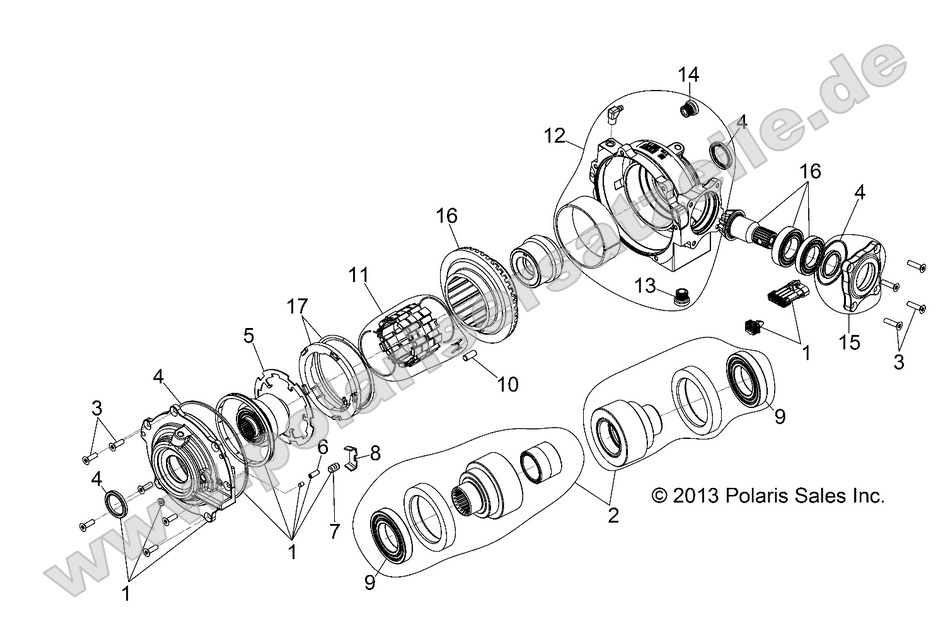 DRIVE TRAIN, FRONT GEARCASE INTERNALS (Built 3/04/10 and Before)