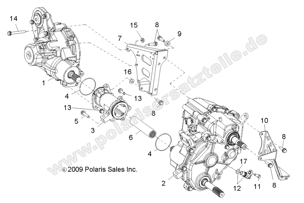 drive train gearcase carrier mounting 1 (Built 5/16/10 and Before)