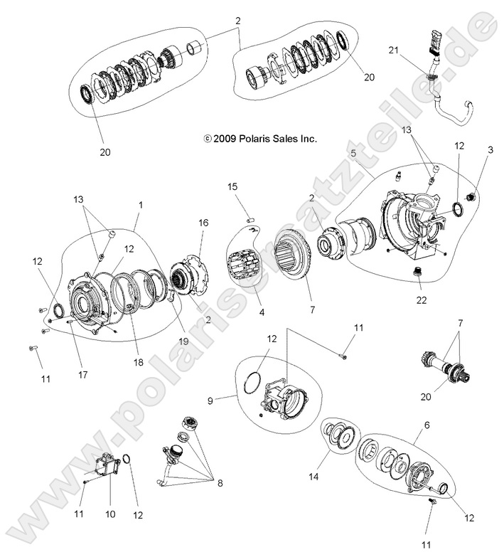 DRIVE TRAIN, FRONT GEARCASE INTERNALS (Built 3/05/10 and Before)
