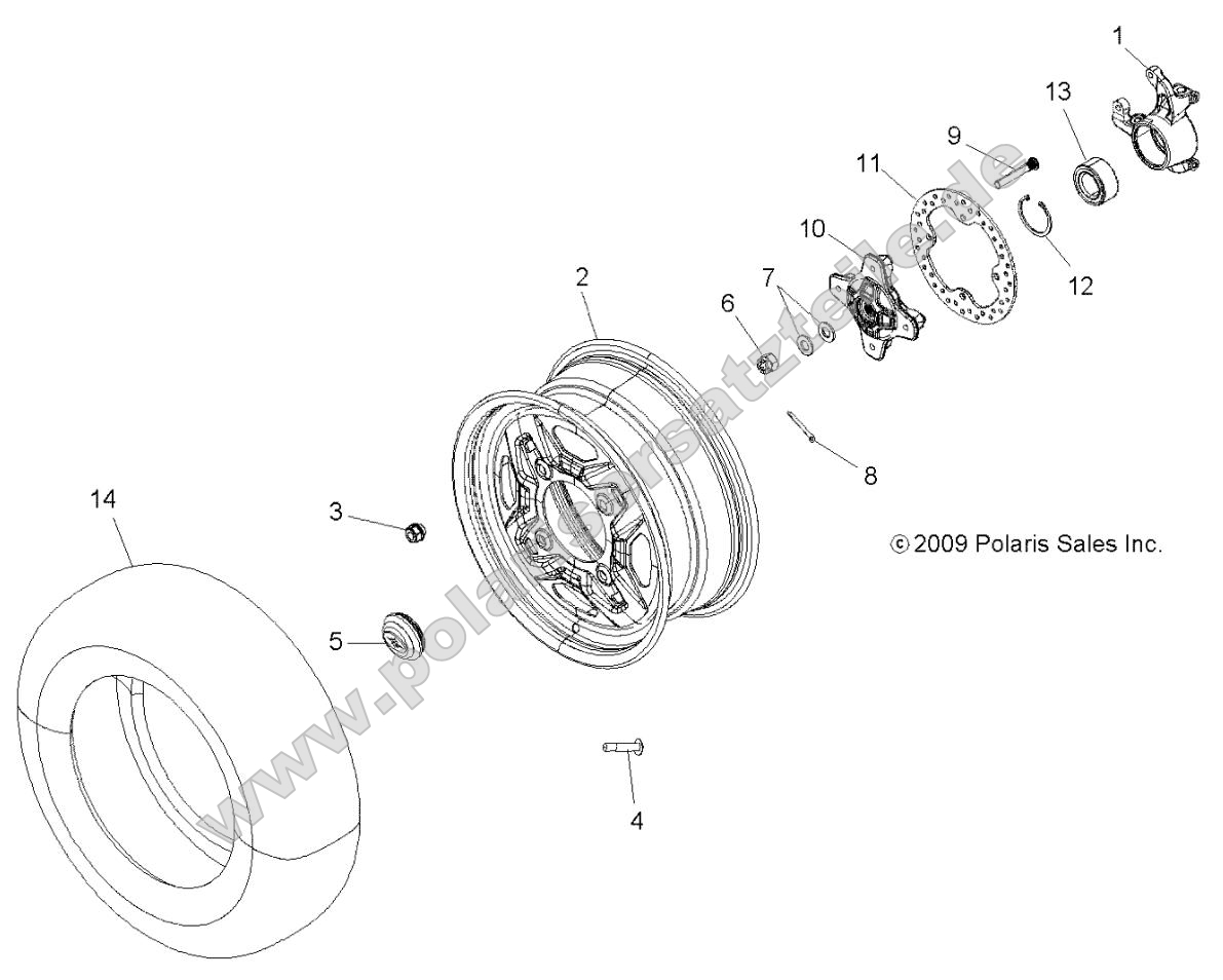 Wheels, Front and Hub (49ATVWHEELFRT10SPXP550)