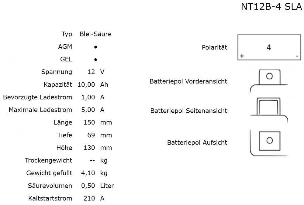Nitro_NT12B_4_YT12B_BS_AGM_Batterie_12V_10AH___Einbaufertig_YT12_B4__9114_Daten Nitro NT12B-4 / YT12B-BS AGM Batterie 12V 10AH - Einbaufertig (YT12-B4)