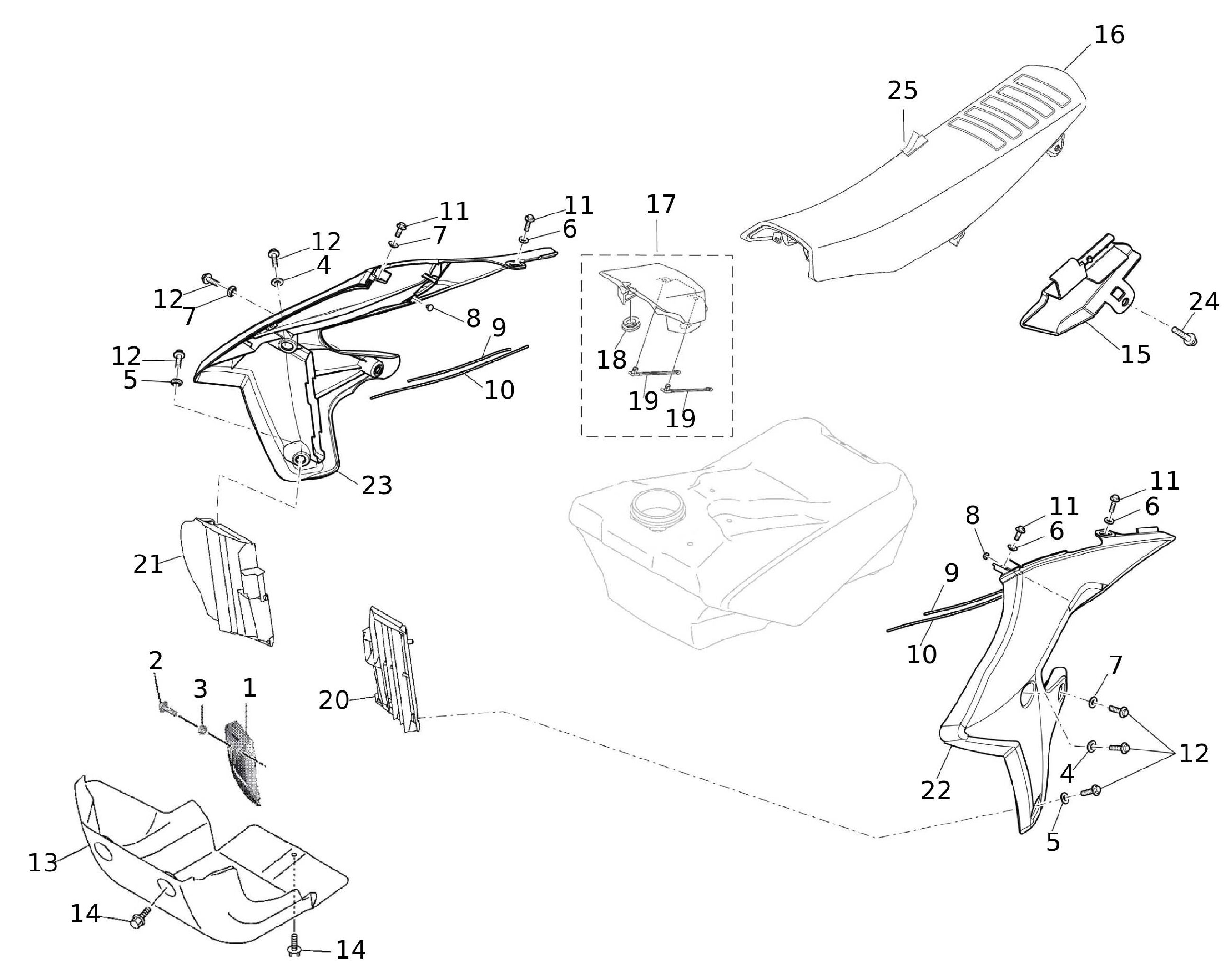 Verkleidung mitte - Sitzbank Verkleidung mitte - Sitzbank