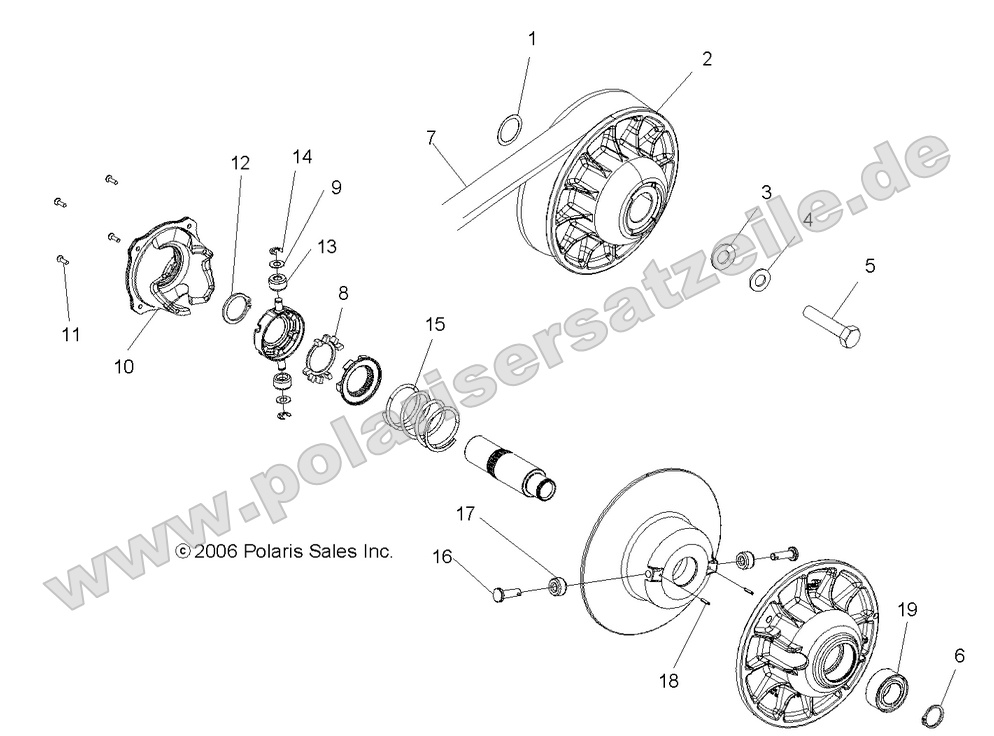 drive train secondary clutch (Built 9/30/08 and Before)