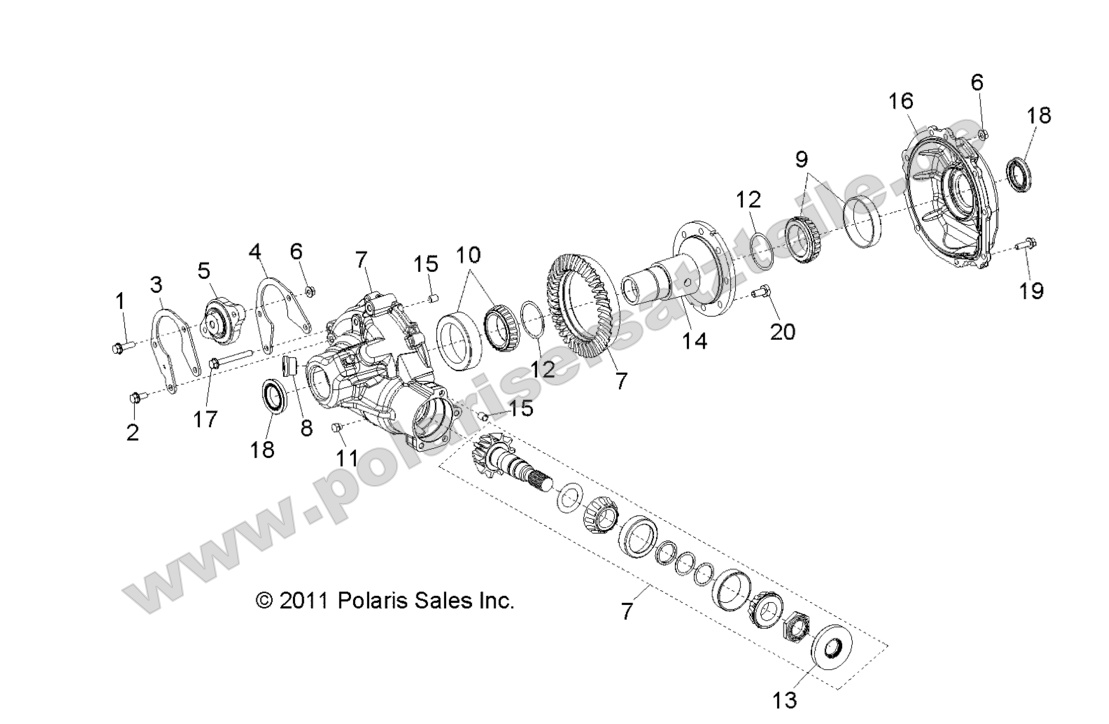 DRIVE TRAIN, GEARCASE, CARRIER, INTERNAL COMPONENTS