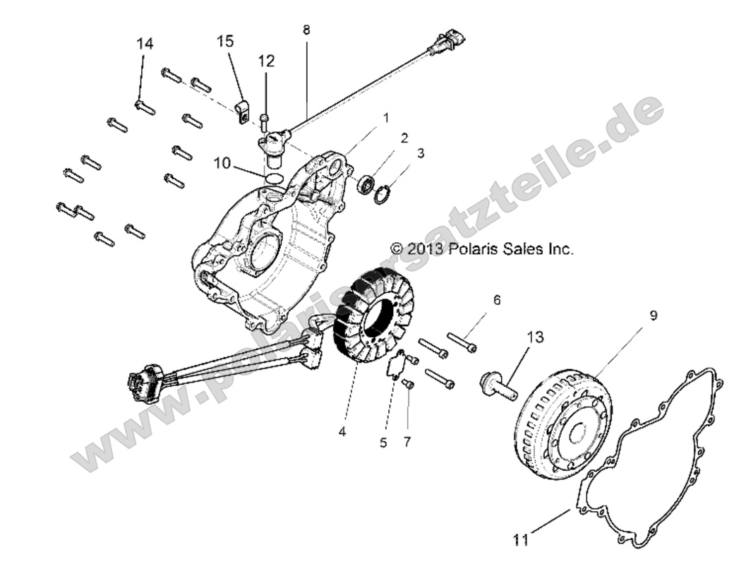 ENGINE, STATOR AND FLYWHEEL