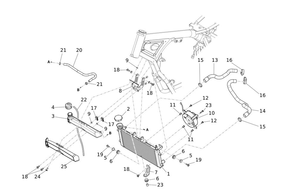 Caballero125MY24-Kuehler Kühlsystem