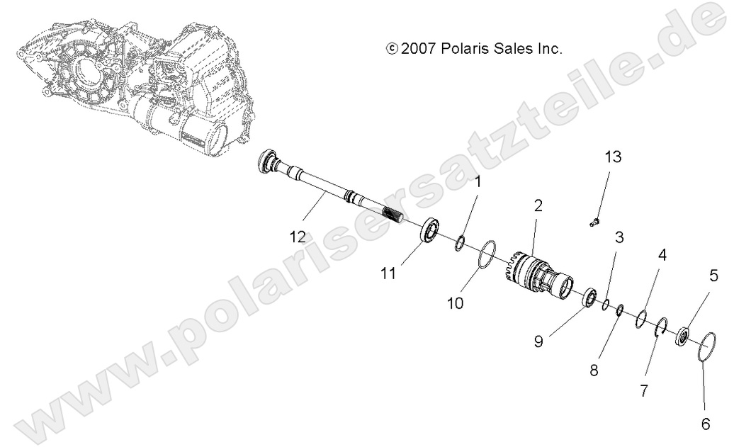 DRIVE TRAIN, GEARCASE FRONT OUTPUT SHAFT