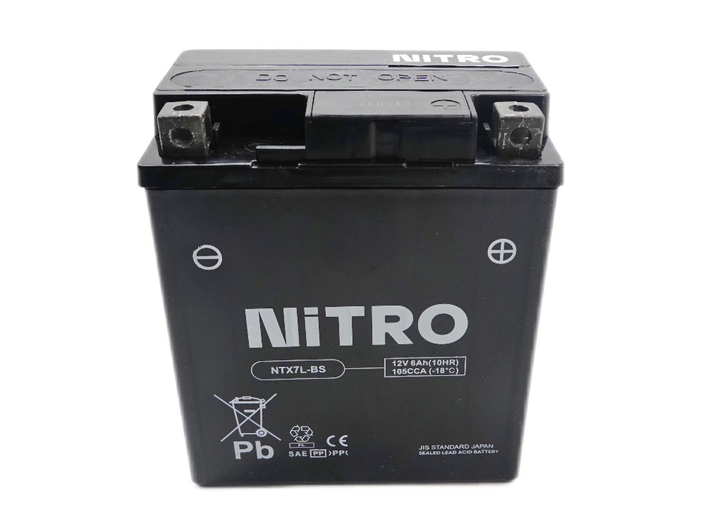 Nitro NTX7L-BS AGM Batterie 12V 6AH - Einbaufertig (YTX7L-BS FTX7L-BS)