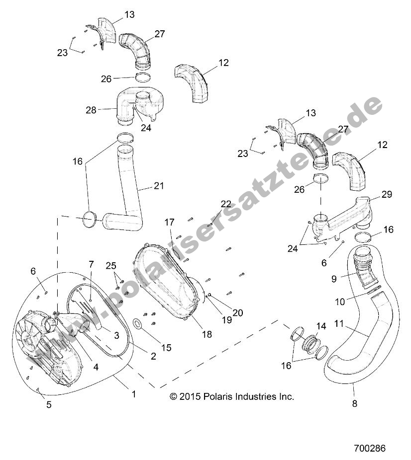 DRIVE TRAIN, CLUTCH COVER AND DUCTING