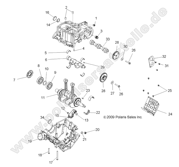 engine crankcase and crankshaft