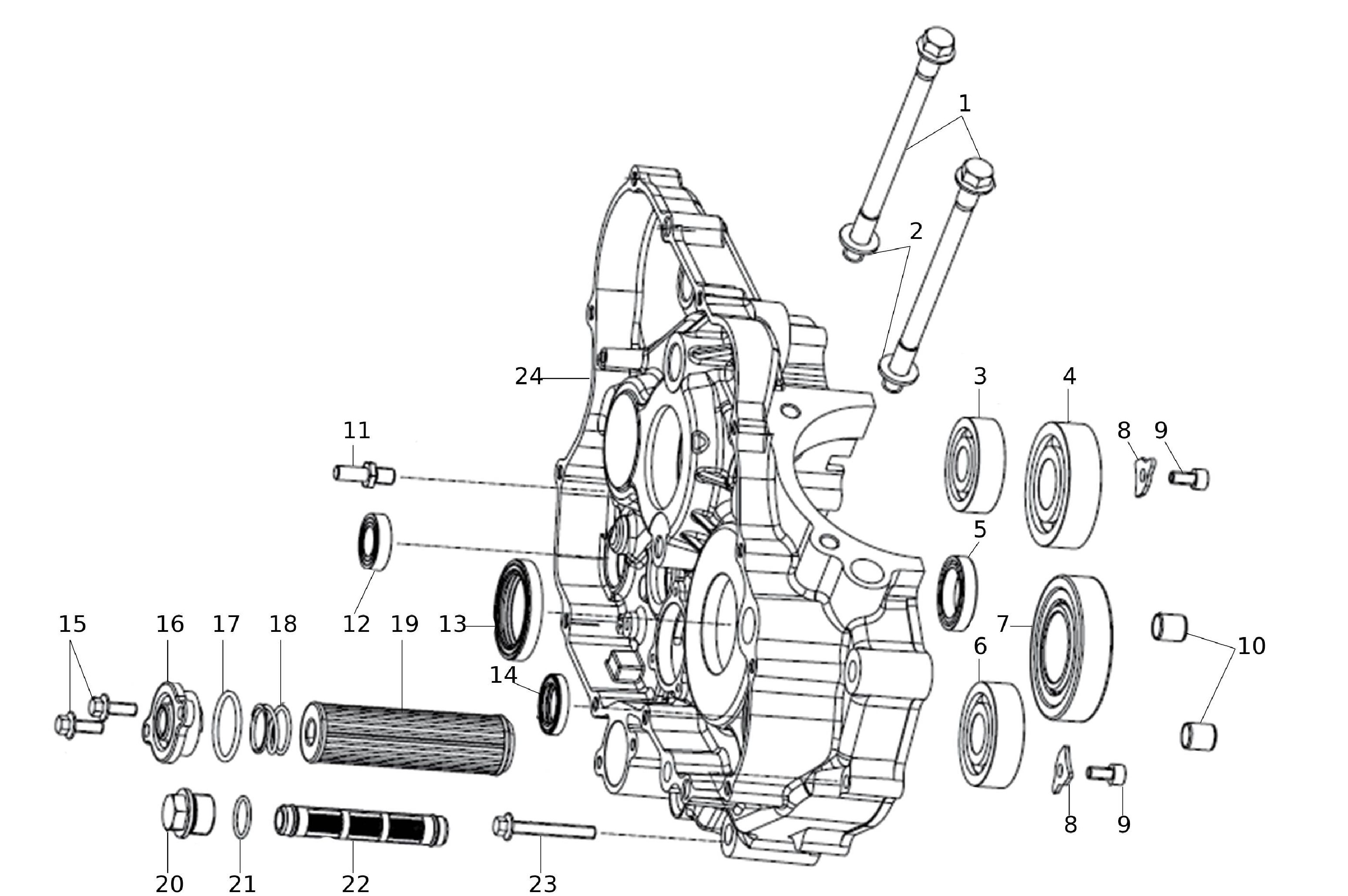 Motorgehäuse rechts / Ölfilter Motorgehäuse rechts / Ölfilter