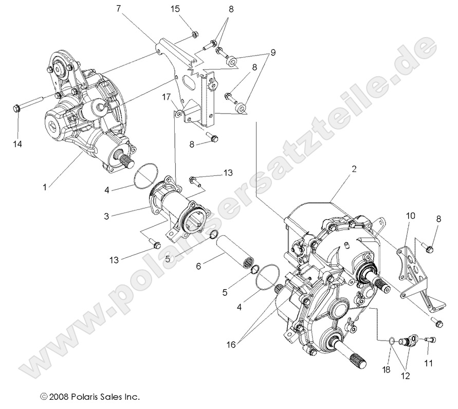 drive train gearcase differential mounting