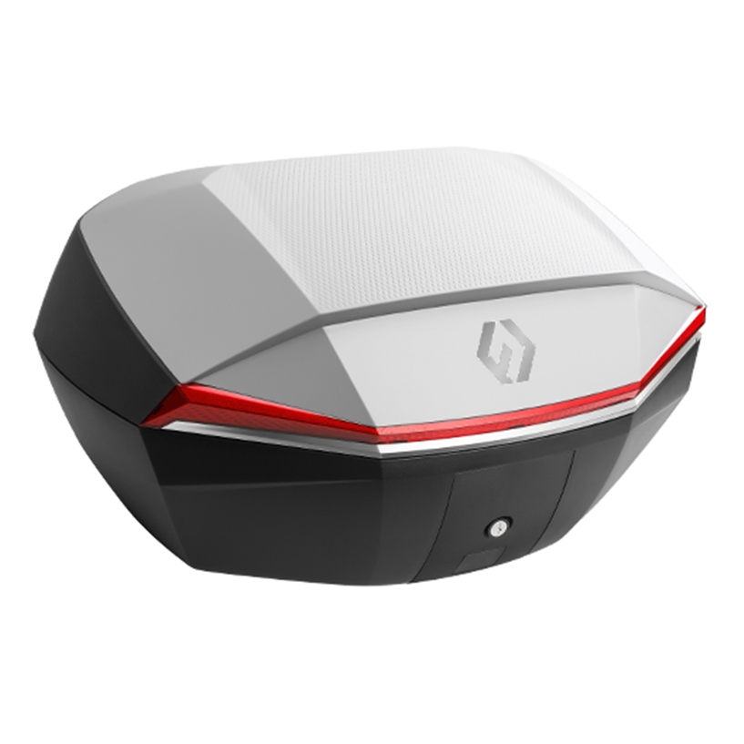 Furchtlos SHIELD L Luxe Topcase - 48 Liter - weiß/rot