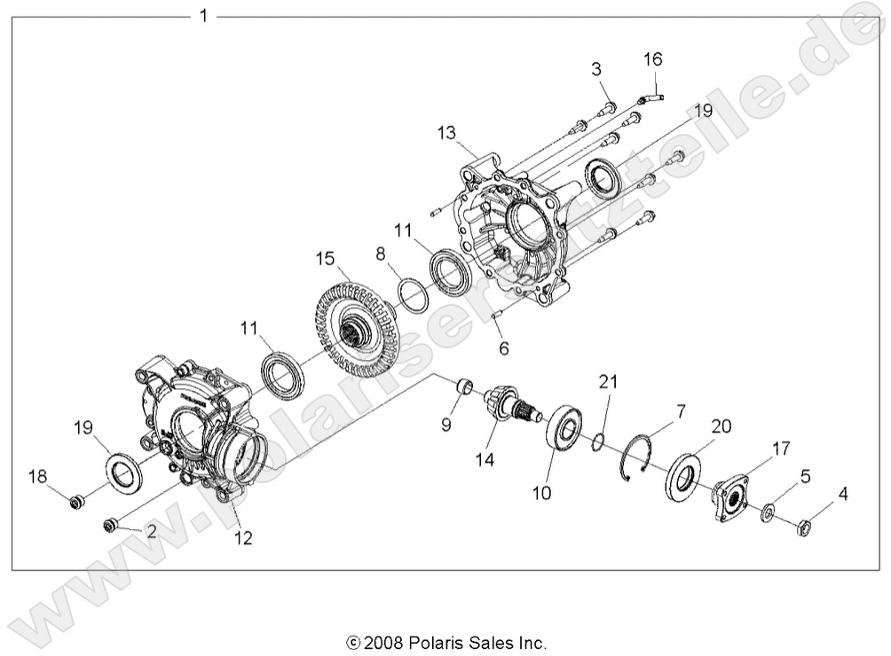 DRIVE TRAIN, REAR GEARCASE INTERNALS (Built 12/01/08 and Before)