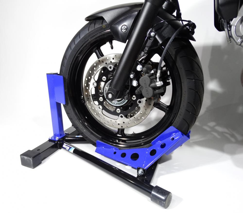 TMP Motorrad Vorderrad Transportständer Wippe 13" - 19" schwarz/blau