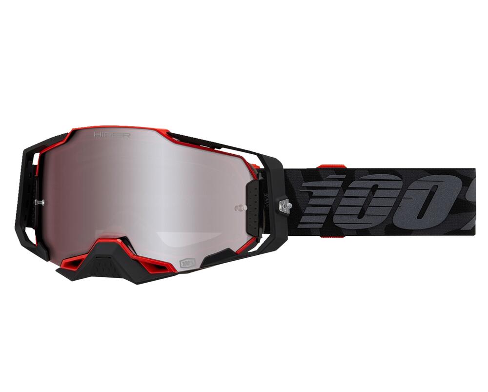 100% Crossbrille Armega - Renen schwarz-rot - Silber verspiegeltes HD Glas