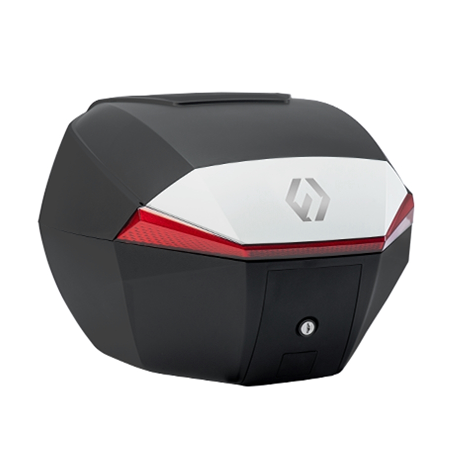 Furchtlos SHIELD S Basic Topcase - 35 Liter - weiß/rot - inkl. Montagekit