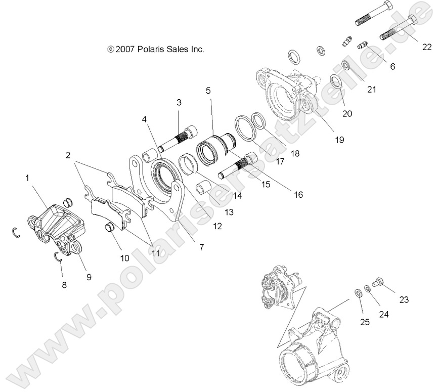 BRAKES, REAR CALIPER (BUILT 12/15/08 and BEFORE)