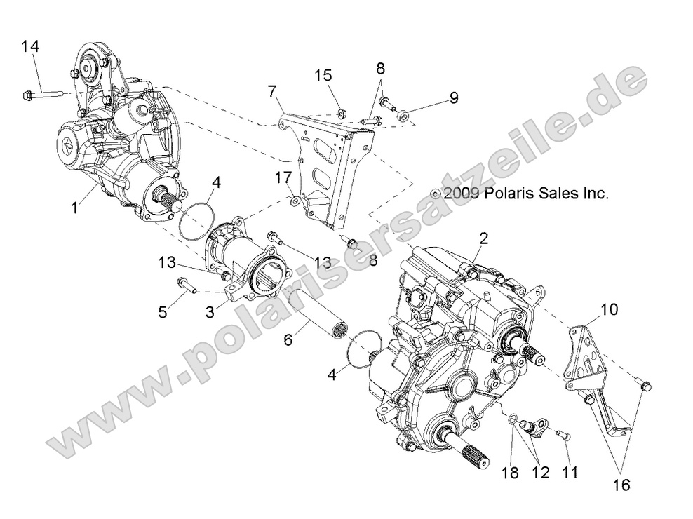 DRIVE TRAIN, GEARCASE, DIFFERENTIAL MOUNTING (Built 5/16/10 and Before)