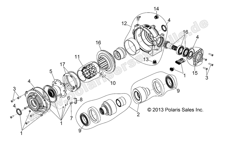 drive train front gearcase internals 2 (Built 3/05/10 and After)