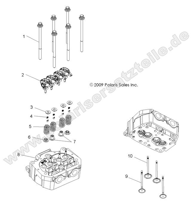 engine cylinder head and valves