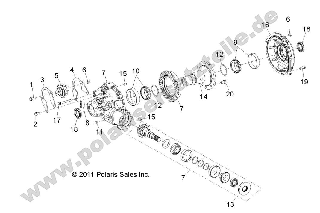 DRIVE TRAIN, GEARCASE, CARRIER, INTERNAL COMPONENTS