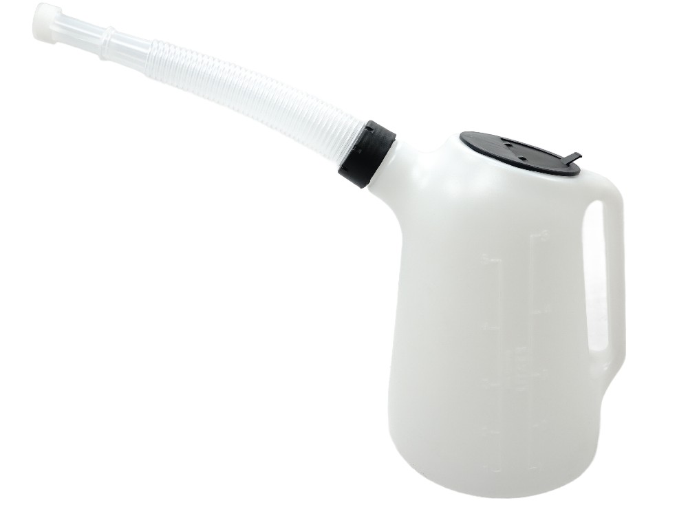 TMP Messbecher 5 Liter mit Flex Auslaufrohr + Deckel - Benzin / Ölfest